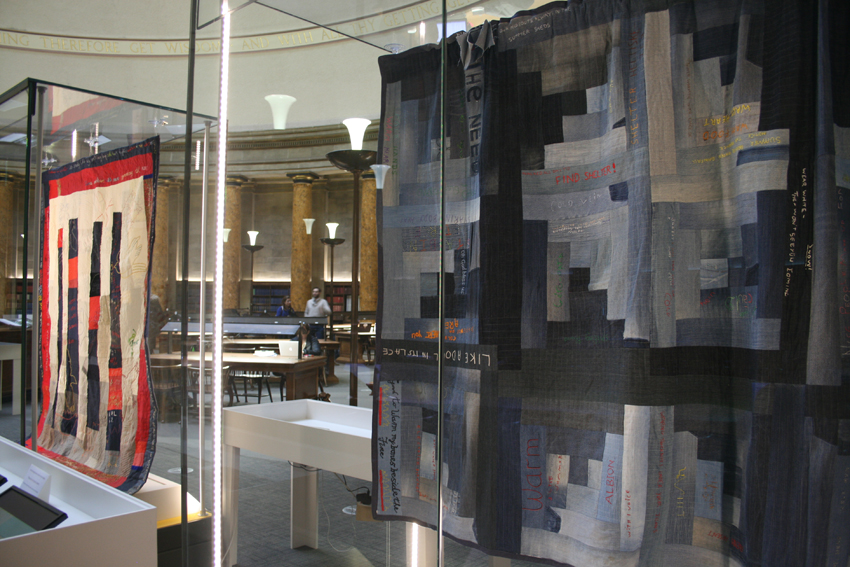 The Warm and Cold quilt on exhibition at Manchester Central Library